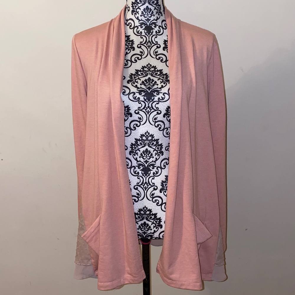 Elegant Logo Lounge Women's Blush Pink Cardigan Size Medium